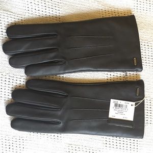 NWT Coach Mahogany Leather Gloves Wool Lined 8